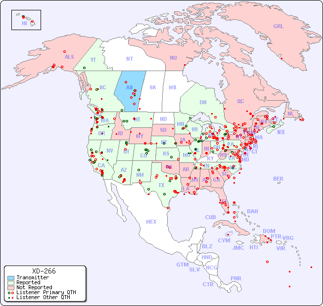 North American Reception Map for XD-266