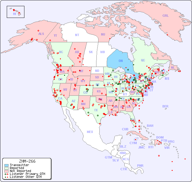 North American Reception Map for ZHM-266