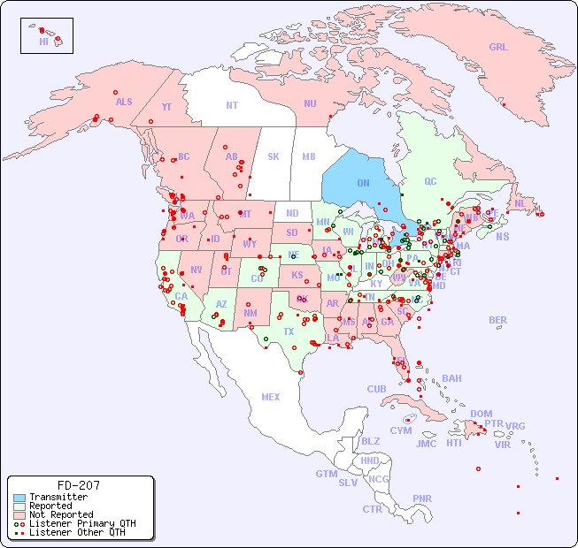 North American Reception Map for FD-207