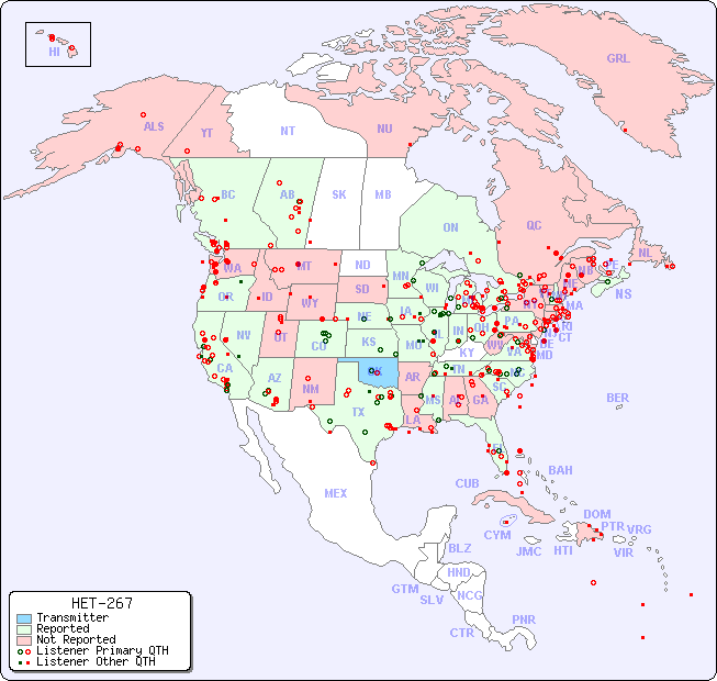 North American Reception Map for HET-267