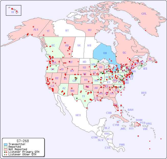North American Reception Map for S7-268