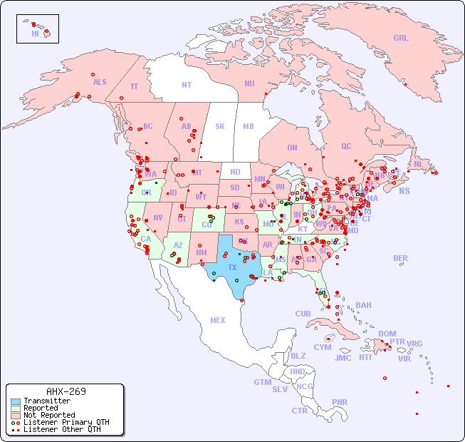 North American Reception Map for AHX-269
