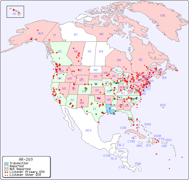 North American Reception Map for AR-269