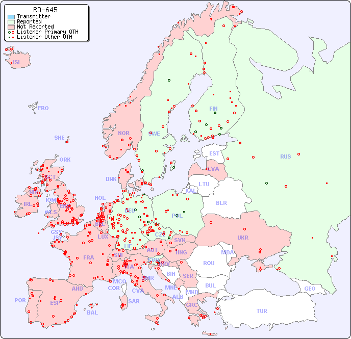 European Reception Map for RO-645