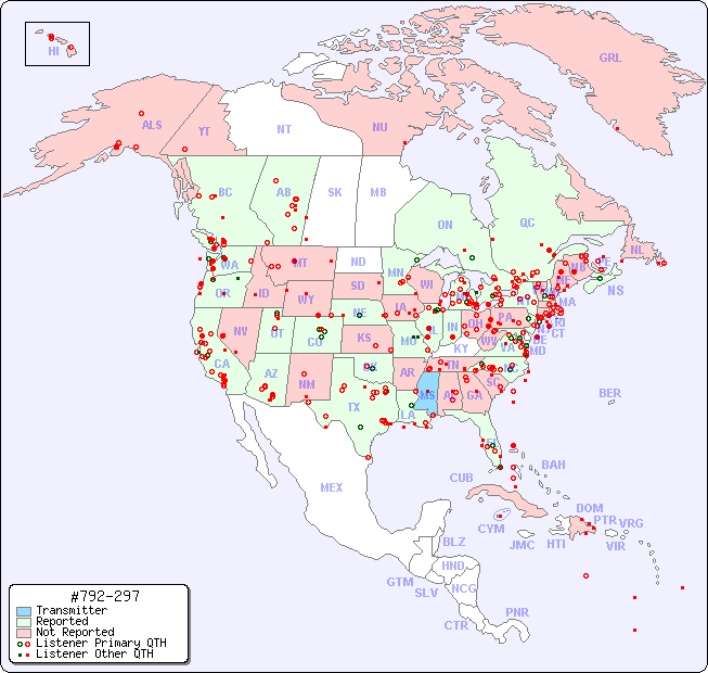 North American Reception Map for #792-297