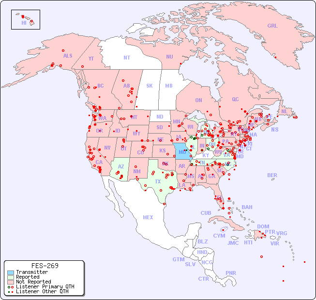 North American Reception Map for FES-269