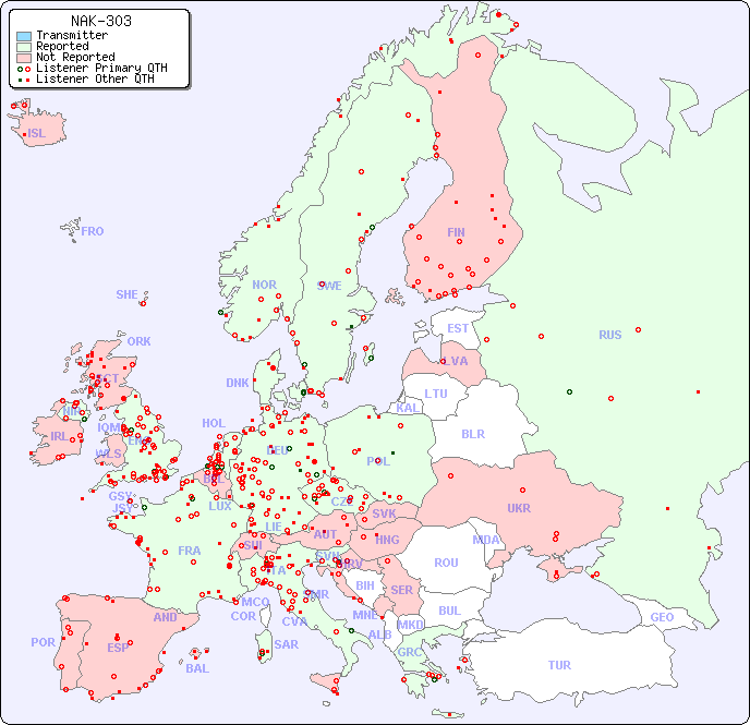 European Reception Map for NAK-303