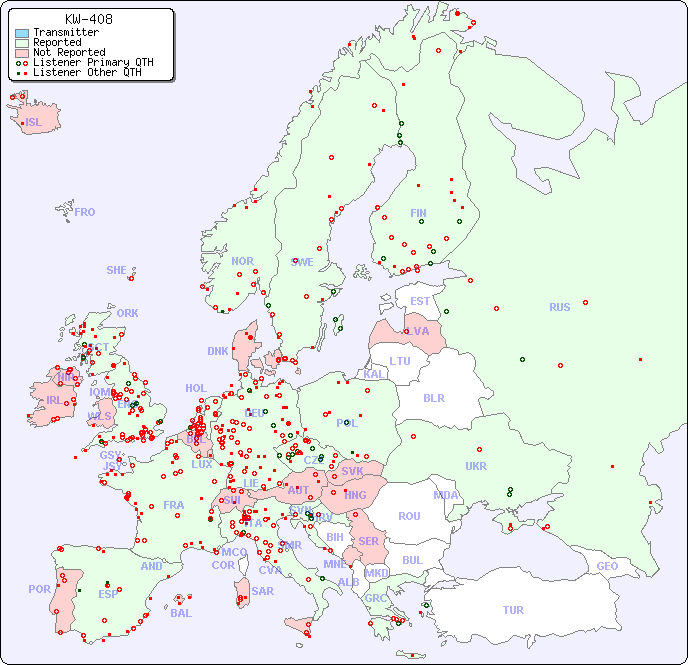 European Reception Map for KW-408