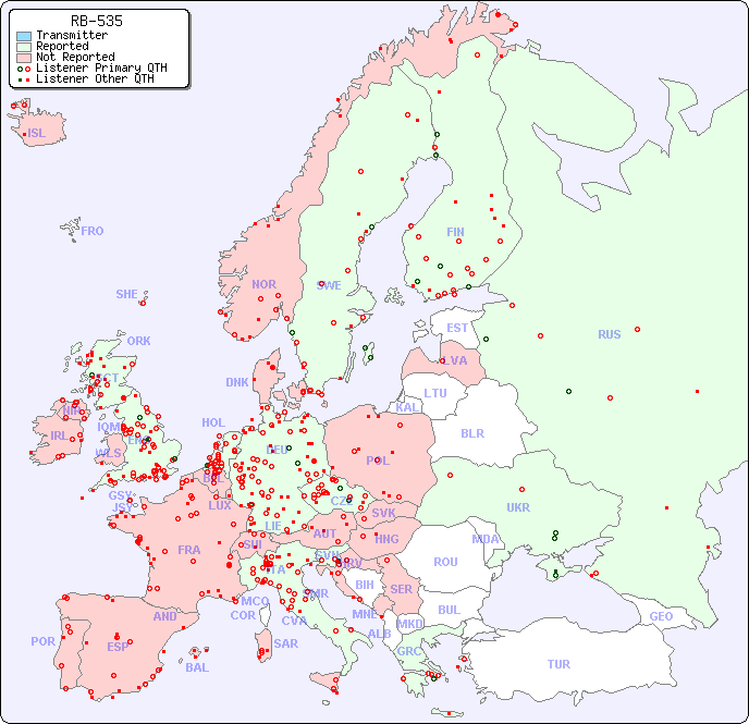 European Reception Map for RB-535