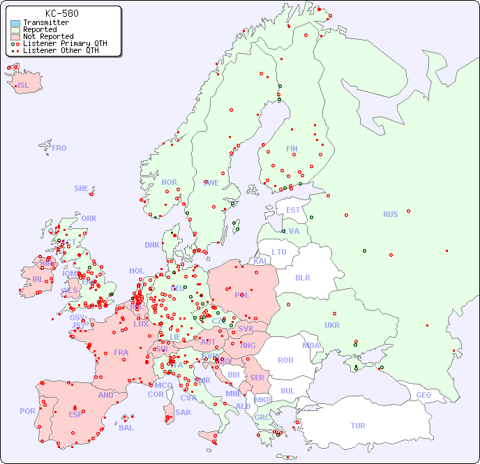 European Reception Map for KC-580