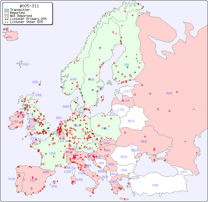 European Reception Map for #005-311