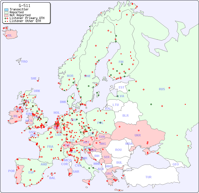 European Reception Map for G-511