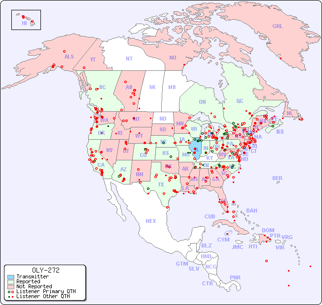 North American Reception Map for OLY-272