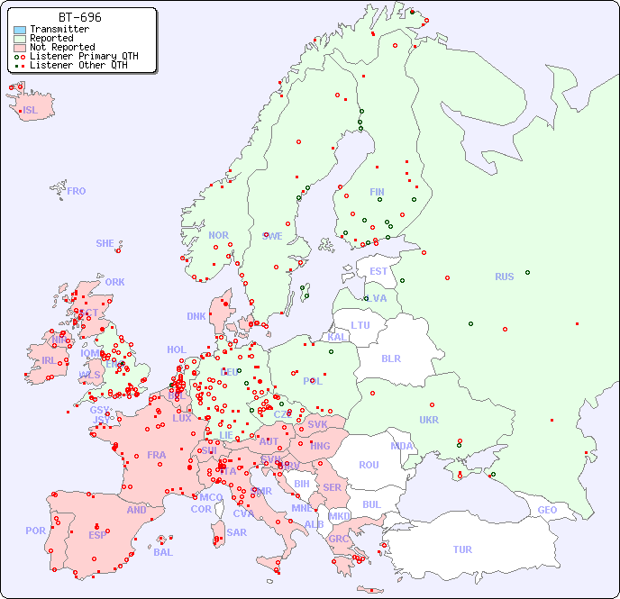 European Reception Map for BT-696
