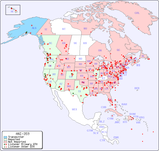 North American Reception Map for ANI-359