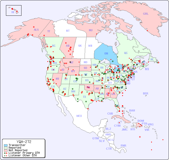 North American Reception Map for YQA-272