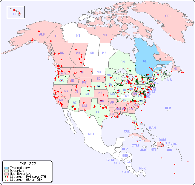 North American Reception Map for ZMR-272