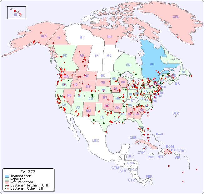 North American Reception Map for ZV-273