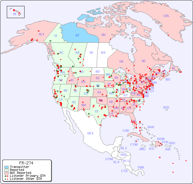 North American Reception Map for FR-274