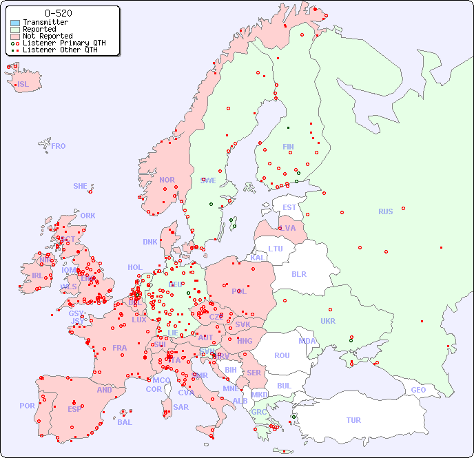 European Reception Map for O-520