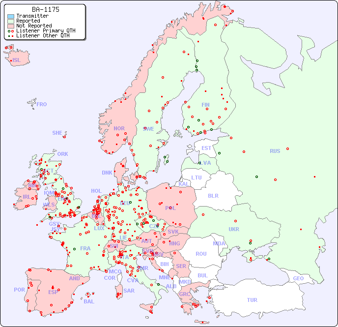 European Reception Map for BA-1175