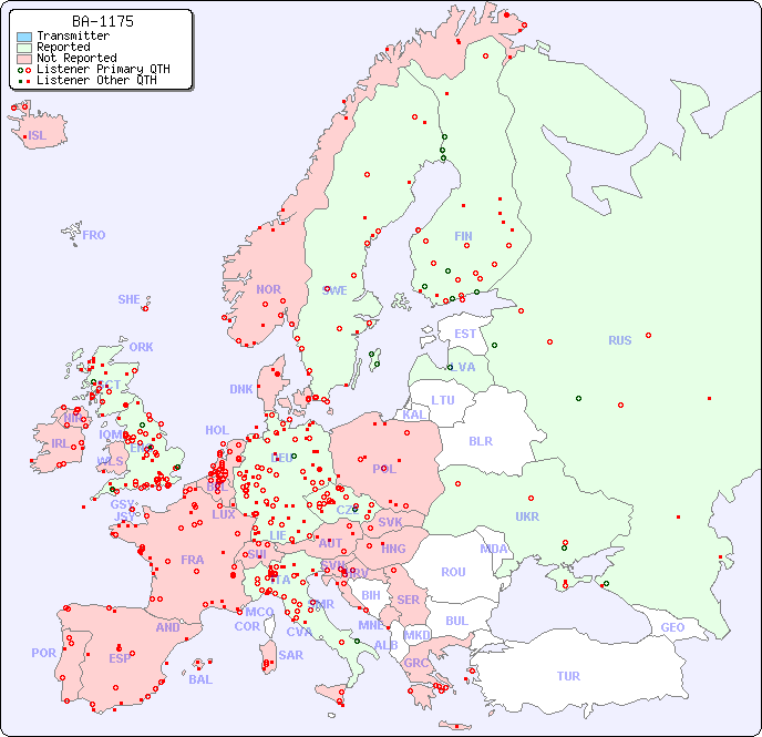 European Reception Map for BA-1175