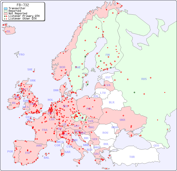 European Reception Map for FB-732