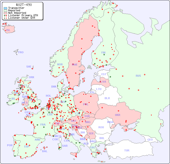 European Reception Map for $02T-490
