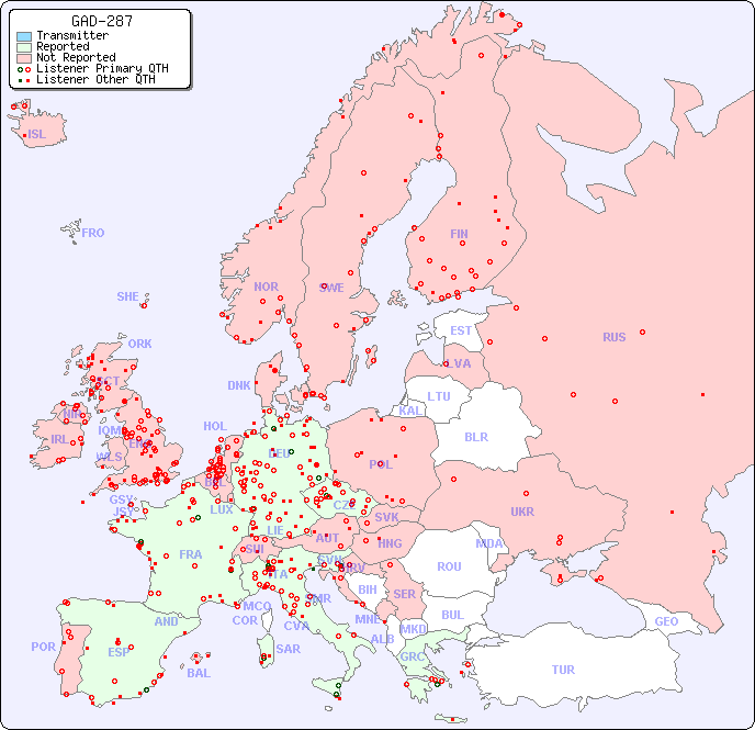 European Reception Map for GAD-287