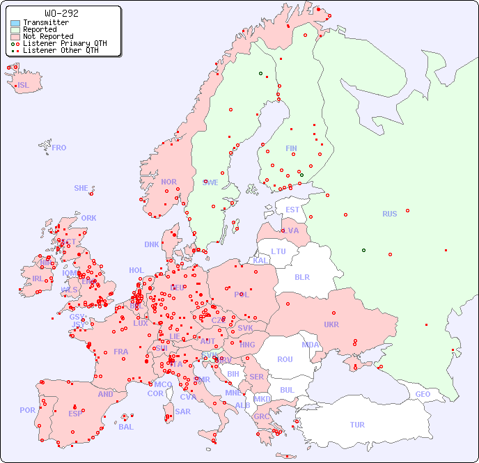 European Reception Map for WO-292