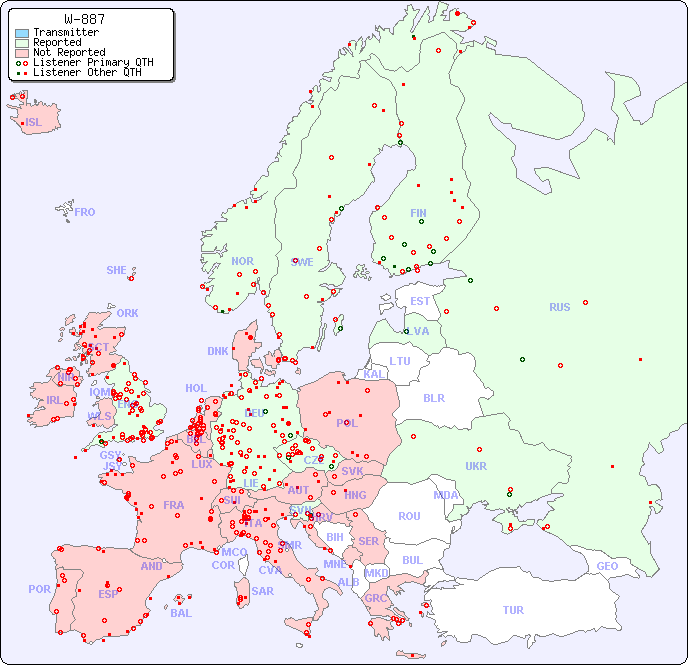 European Reception Map for W-887