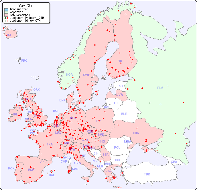 European Reception Map for Ya-707