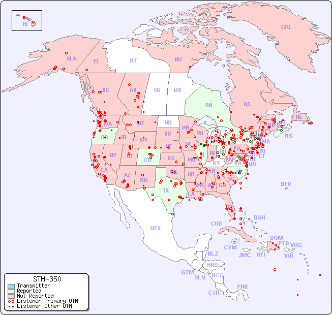 North American Reception Map for STM-350