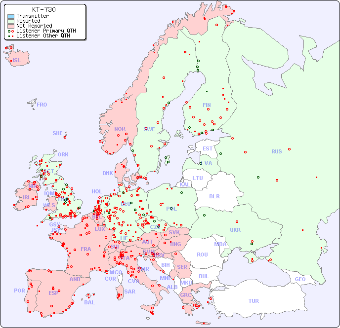 European Reception Map for KT-730