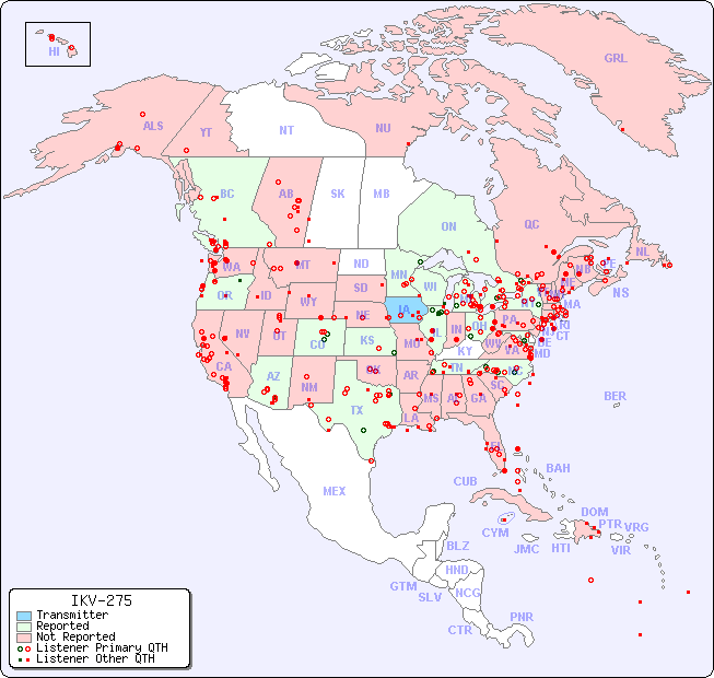 North American Reception Map for IKV-275