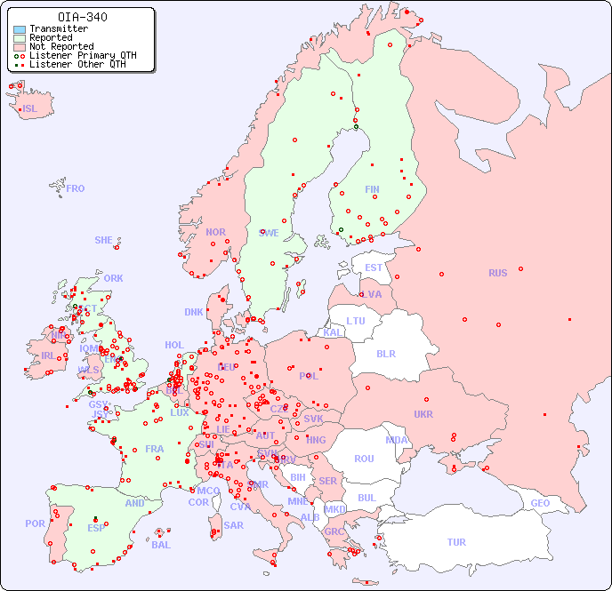 European Reception Map for OIA-340