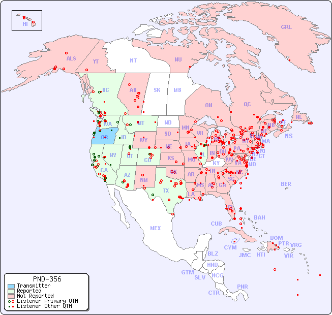 North American Reception Map for PND-356