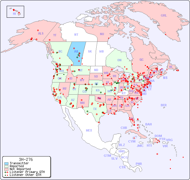 North American Reception Map for 3H-276