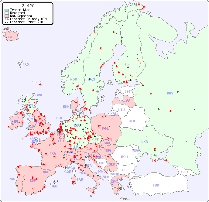 European Reception Map for LZ-420