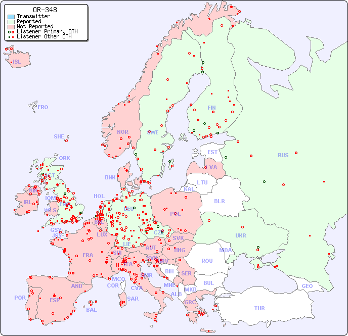 European Reception Map for OR-348