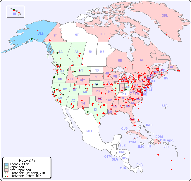 North American Reception Map for ACE-277