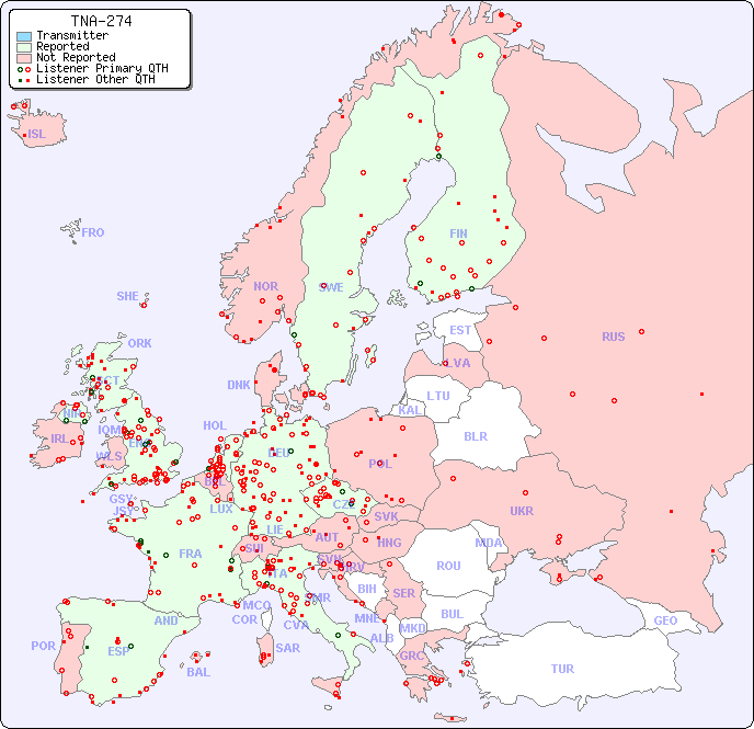 European Reception Map for TNA-274