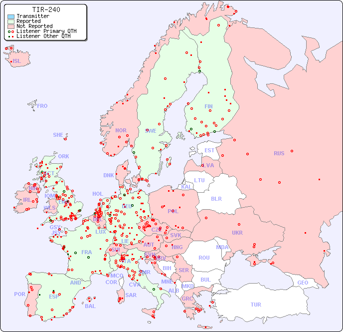 European Reception Map for TIR-240