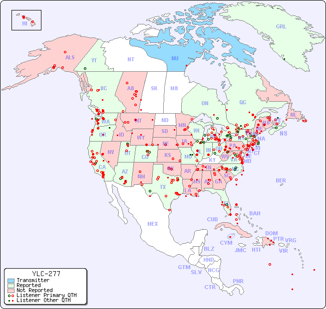 North American Reception Map for YLC-277