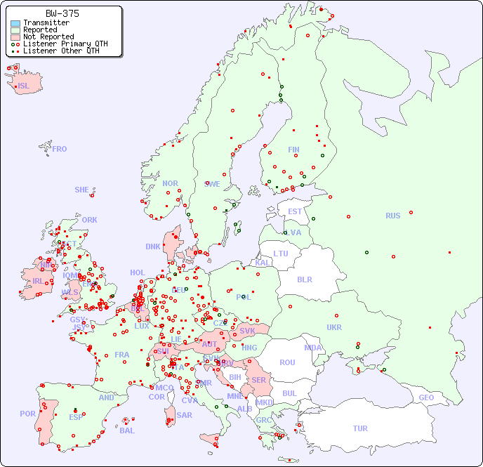 European Reception Map for BW-375