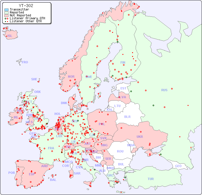 European Reception Map for YT-302