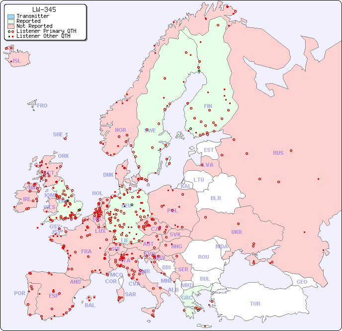 European Reception Map for LW-345