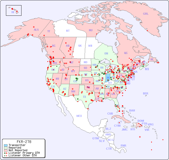 North American Reception Map for FKR-278