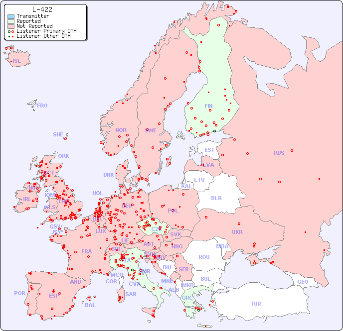 European Reception Map for L-422