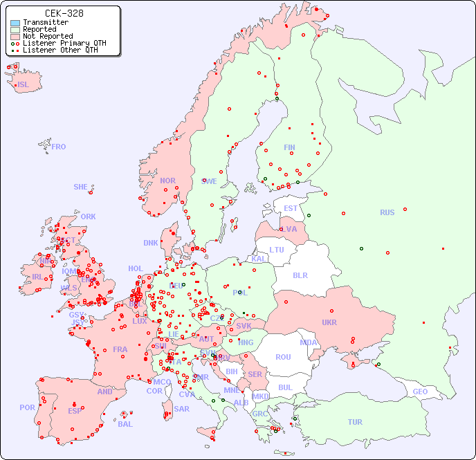 European Reception Map for CEK-328